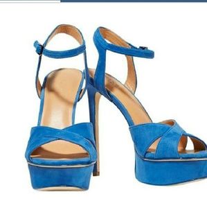 Halston Blue Suede Heels